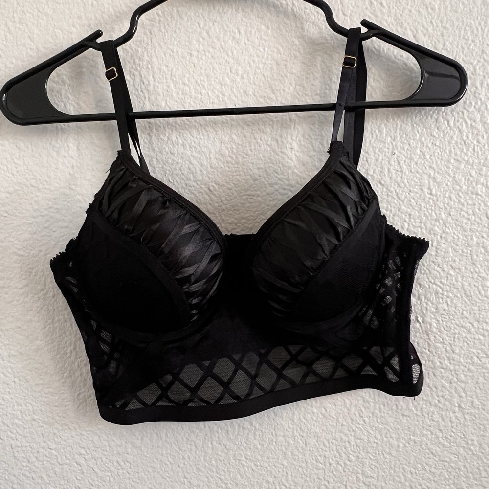 Body Frosting 36B Corsett Top Bra Lace Padded Black Goth Whimsigoth